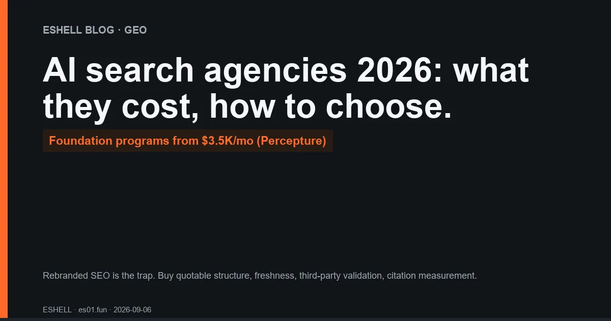 AI Search Optimization Agencies 2026: Cost & How to Choose — EShell blog cover